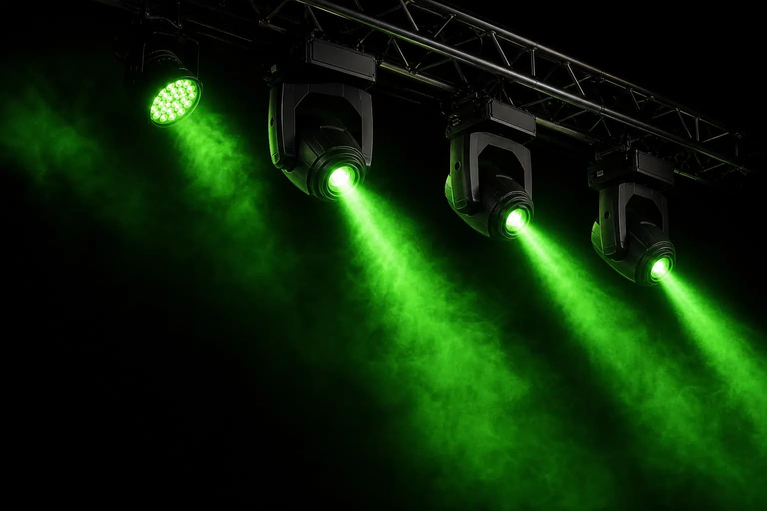 STAGE ONE professional stage lighting beams in a live performance venue
