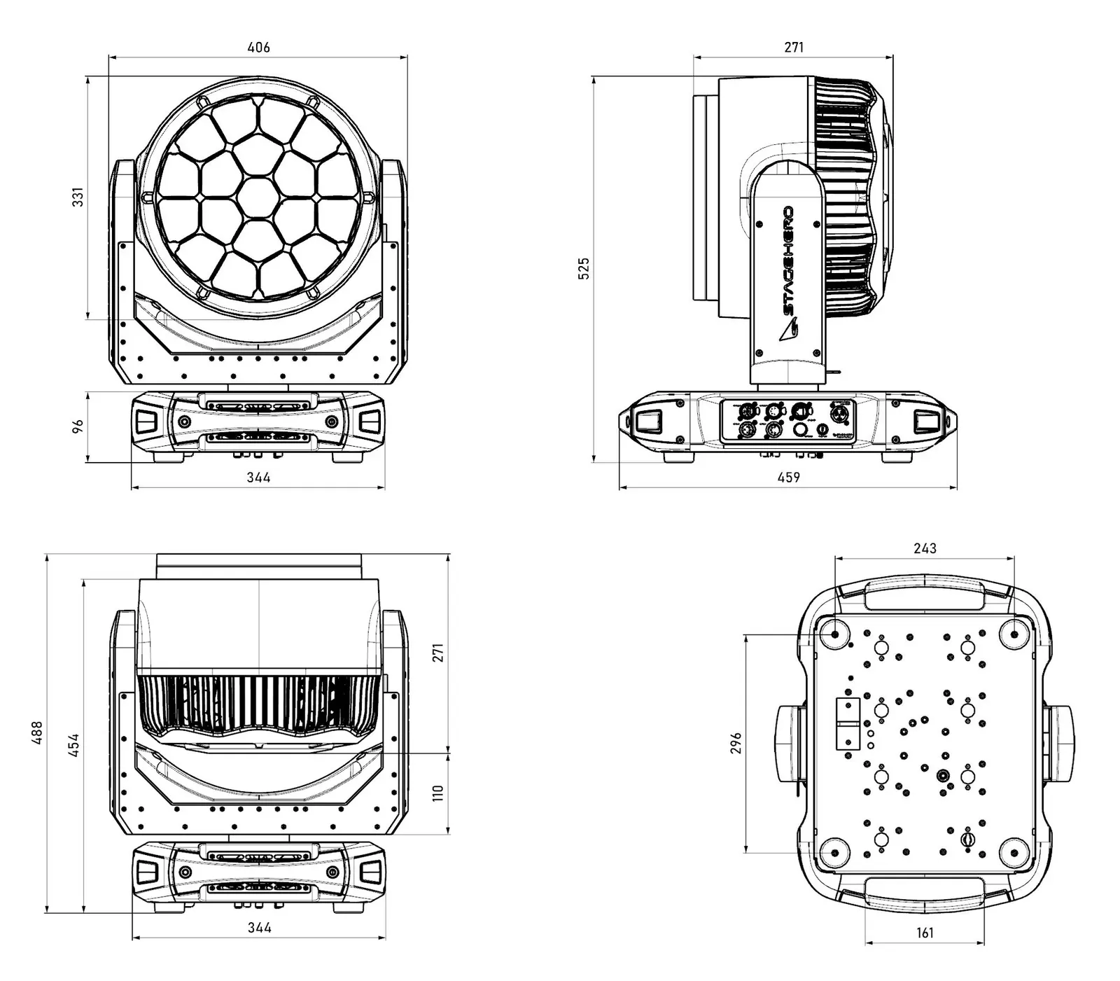 S1950Z LED Wash technical drawing 1